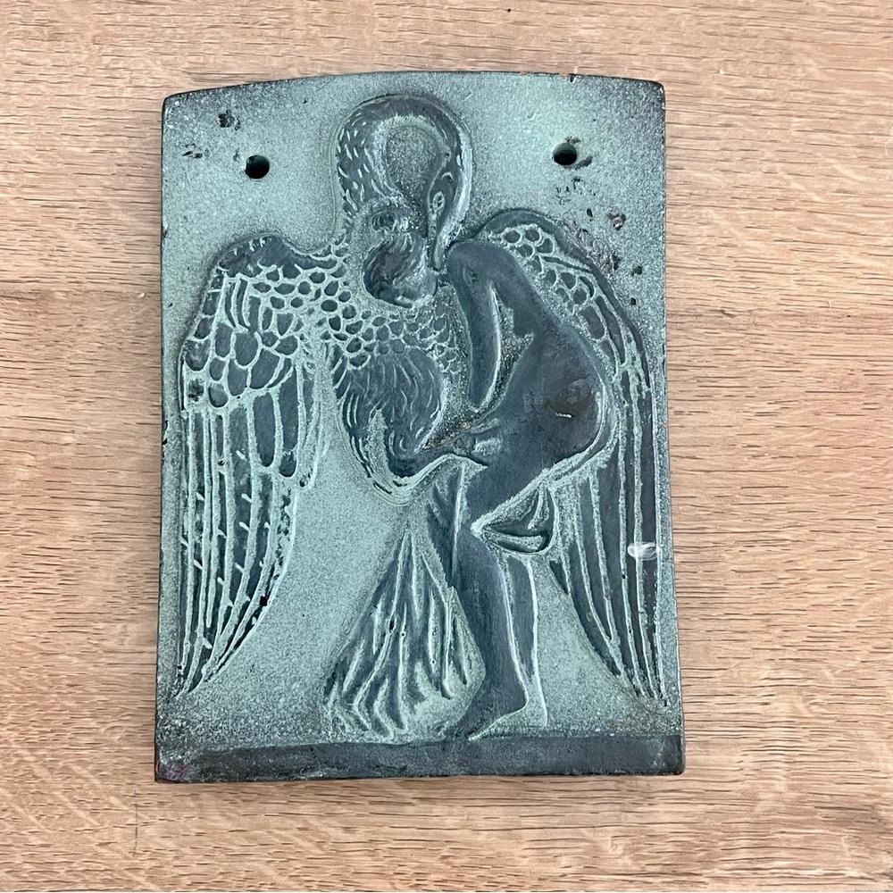 Lyda And Swan Greek Mythology‎ Pottery Wall Art Plaque Decor MADE IN GREECE Vtg